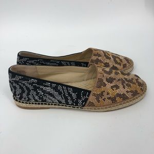 Brian Atwood leopard animal print slip ons 8 exc